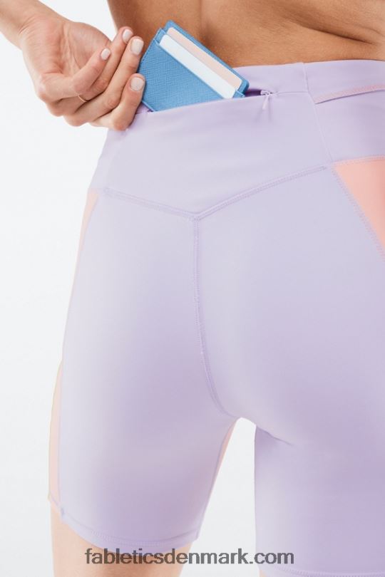 Fabletics Kvinder højtaljet trinity run short 7\" PNX2T550 lilla cosmo/mintegrå