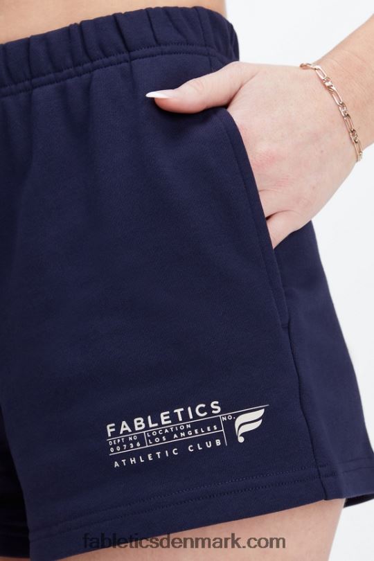 Fabletics Kvinder letvægts go-to slim sweatshorts PNX2T373 dyb flåde/atletikklub