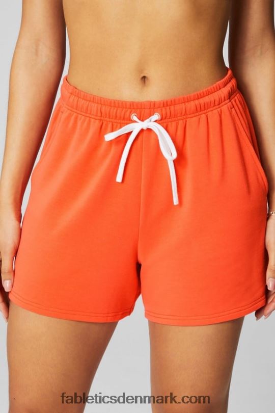 Fabletics Kvinder luksus sweatshorts i frotté PNX2T609 passion orange/klassisk hvid