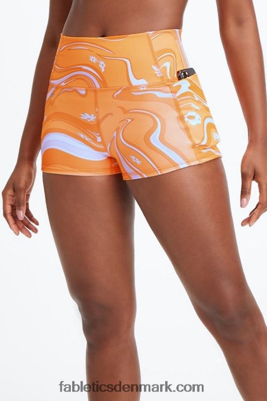 Fabletics Kvinder oasis pureluxe højtaljet 2'' kort PNX2T464 hvid/citrondråbe/orange sorbet