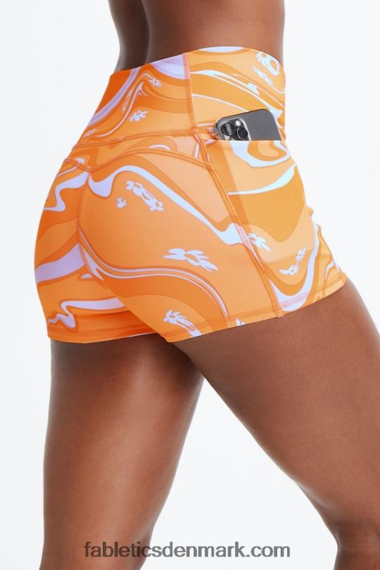 Fabletics Kvinder oasis pureluxe højtaljet 2\'\' kort PNX2T464 hvid/citrondråbe/orange sorbet