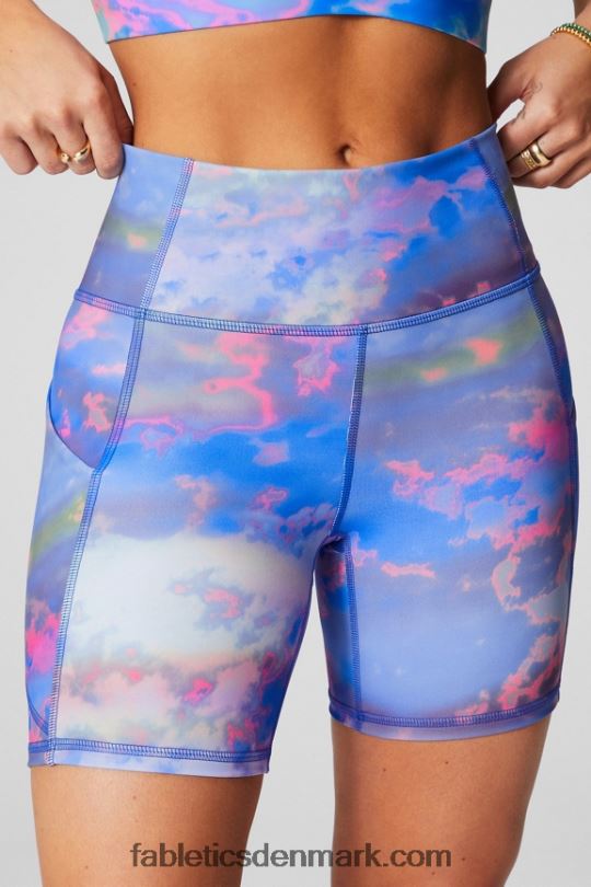 Fabletics Kvinder oasis pureluxe højtaljet 6\'\' kort 9 PNX2T282 isterning/diset iris logo