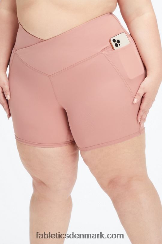 Fabletics Kvinder oasis pureluxe hw crossover 6'' kort PNX2T319 rouge blush/pink smørcreme