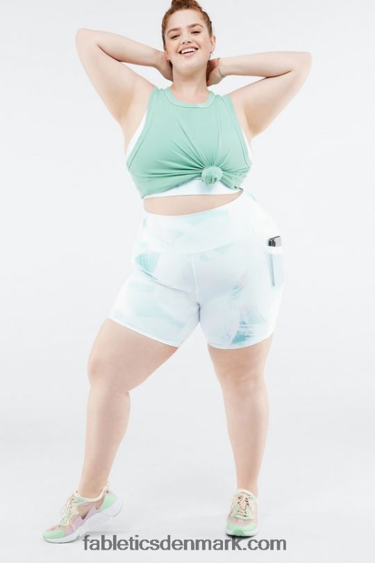 Fabletics Kvinder on-the-go powerhold højtaljet 6\'\' kort 9 PNX2T269 varm hvid/reflekterende sølv