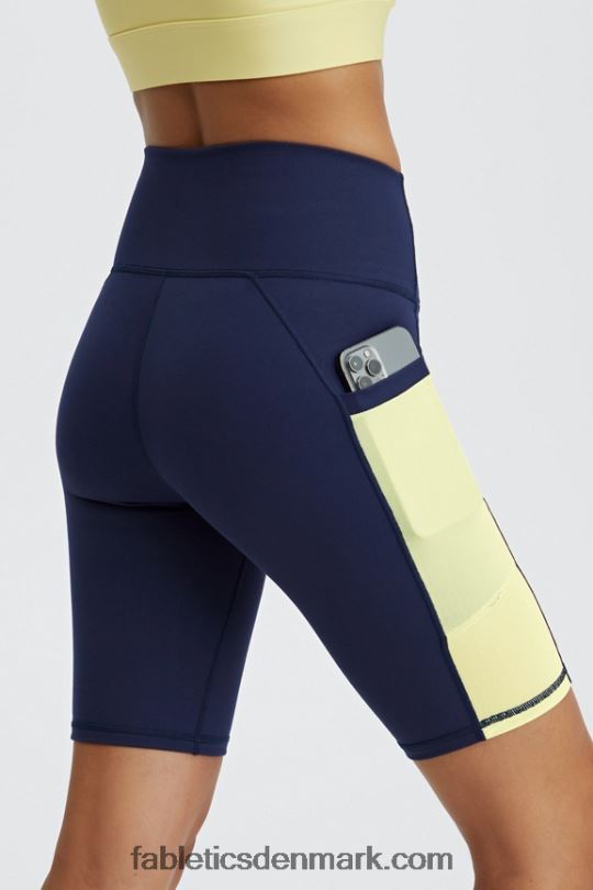 Fabletics Kvinder on-the-go powerhold højtaljet 9'' kort PNX2T516 dyb marineblå/citroncreme