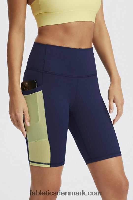 Fabletics Kvinder on-the-go powerhold højtaljet 9\'\' kort PNX2T516 dyb marineblå/citroncreme