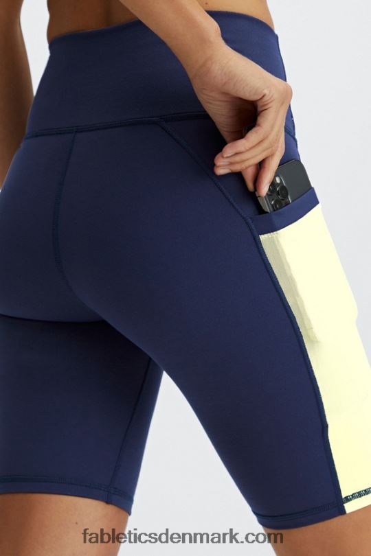 Fabletics Kvinder on-the-go powerhold højtaljet 9\'\' kort PNX2T516 dyb marineblå/citroncreme