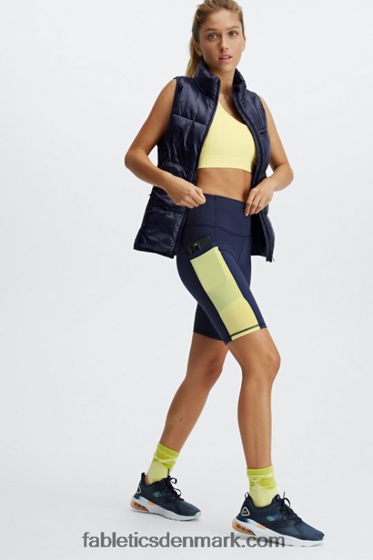 Fabletics Kvinder on-the-go powerhold højtaljet 9\'\' kort PNX2T516 dyb marineblå/citroncreme