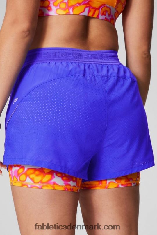 Fabletics Kvinder perforeret løb 5\" kort PNX2T597 ekstrem royal/pink flugt sommergalskab/reflekterende sølv