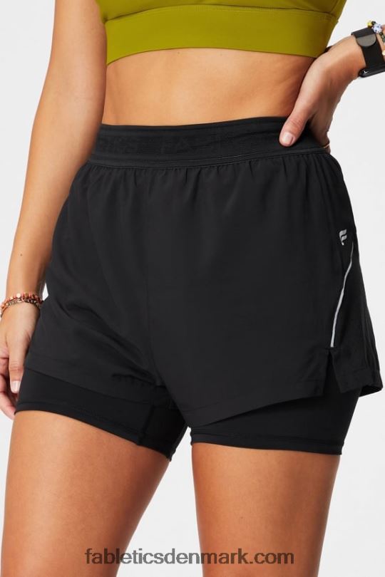Fabletics Kvinder perforeret løb 5" kort PNX2T598 sort/reflekterende sølv