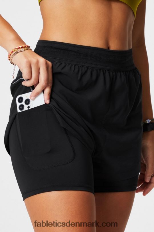 Fabletics Kvinder perforeret løb 5\" kort PNX2T598 sort/reflekterende sølv