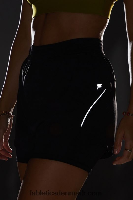 Fabletics Kvinder perforeret løb 5\" kort PNX2T598 sort/reflekterende sølv