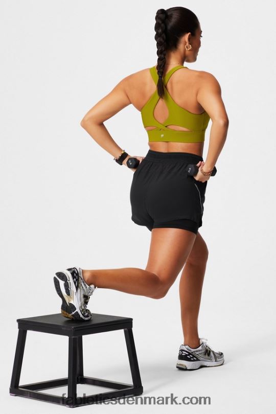 Fabletics Kvinder perforeret løb 5\" kort PNX2T598 sort/reflekterende sølv