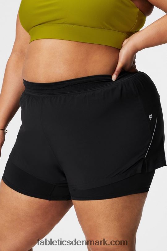 Fabletics Kvinder perforeret løb 5" kort PNX2T599 sort/reflekterende sølv