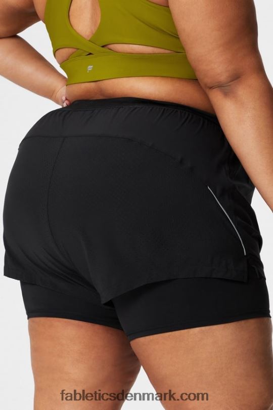 Fabletics Kvinder perforeret løb 5\" kort PNX2T599 sort/reflekterende sølv