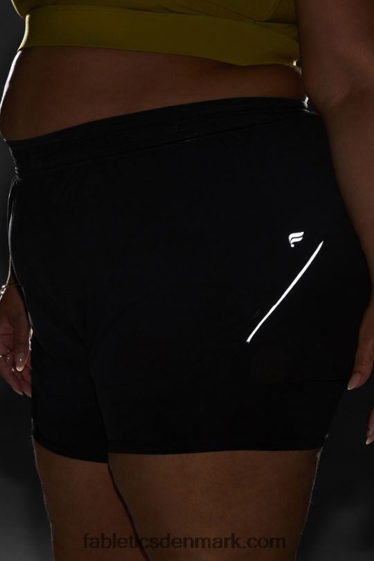 Fabletics Kvinder perforeret løb 5\" kort PNX2T599 sort/reflekterende sølv