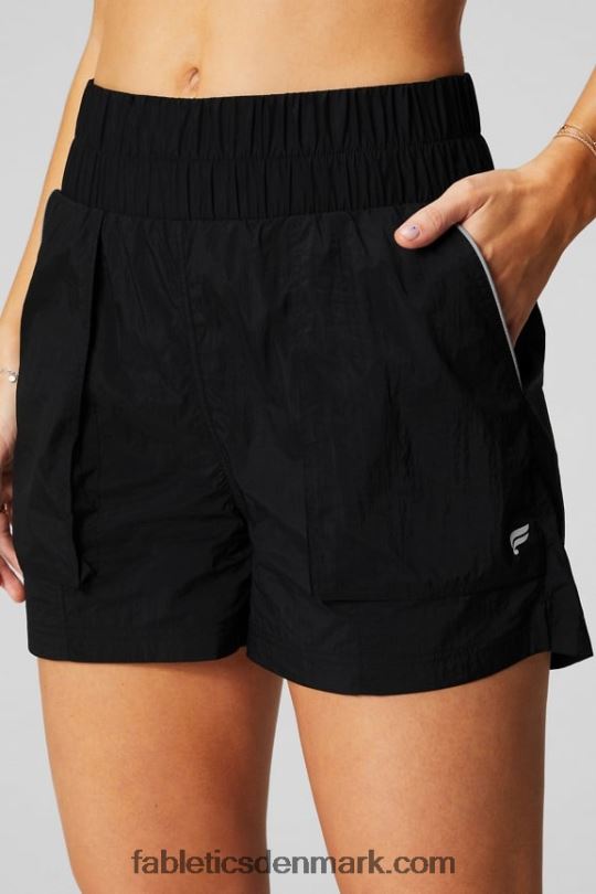 Fabletics Kvinder ultra højtaljet nylonshort PNX2T604 sort/reflekterende sølv