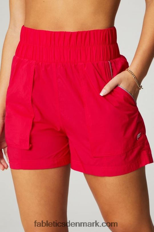 Fabletics Kvinder ultra højtaljet nylonshort PNX2T607 klassisk kirsebær/reflekssølv