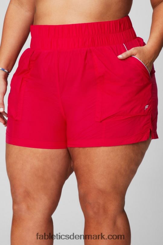 Fabletics Kvinder ultra højtaljet nylonshort PNX2T608 klassisk kirsebær/reflekssølv