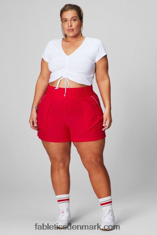 Fabletics Kvinder ultra højtaljet nylonshort PNX2T608 klassisk kirsebær/reflekssølv