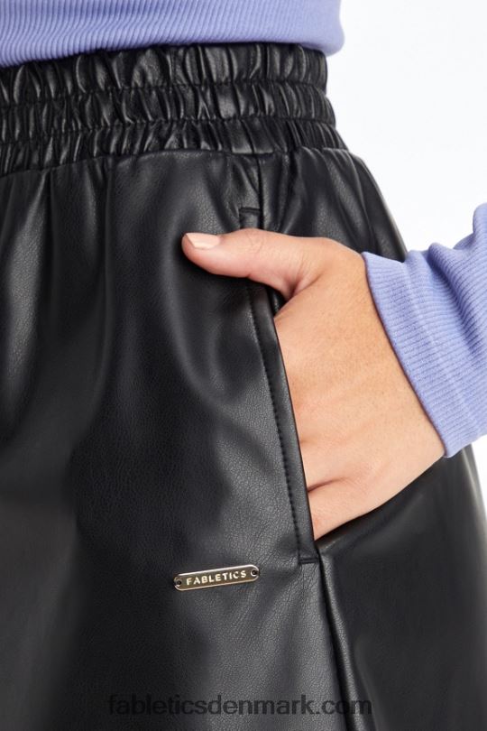 Fabletics Kvinder vegansk læder højtaljet kort PNX2T356 ø flugt/dyb flåde