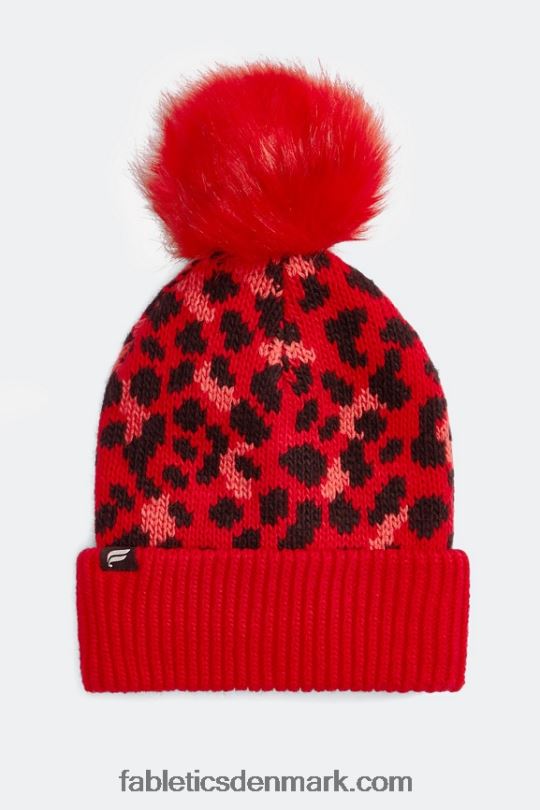 Fabletics Kvinder kabelstrikket pom hue PNX2T3021 elektrisk kirsebærleopard/elektrisk kirsebær
