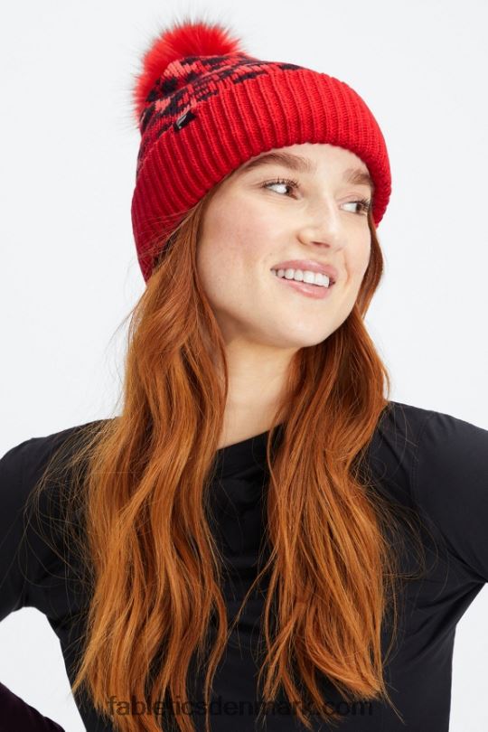 Fabletics Kvinder kabelstrikket pom hue PNX2T3021 elektrisk kirsebærleopard/elektrisk kirsebær