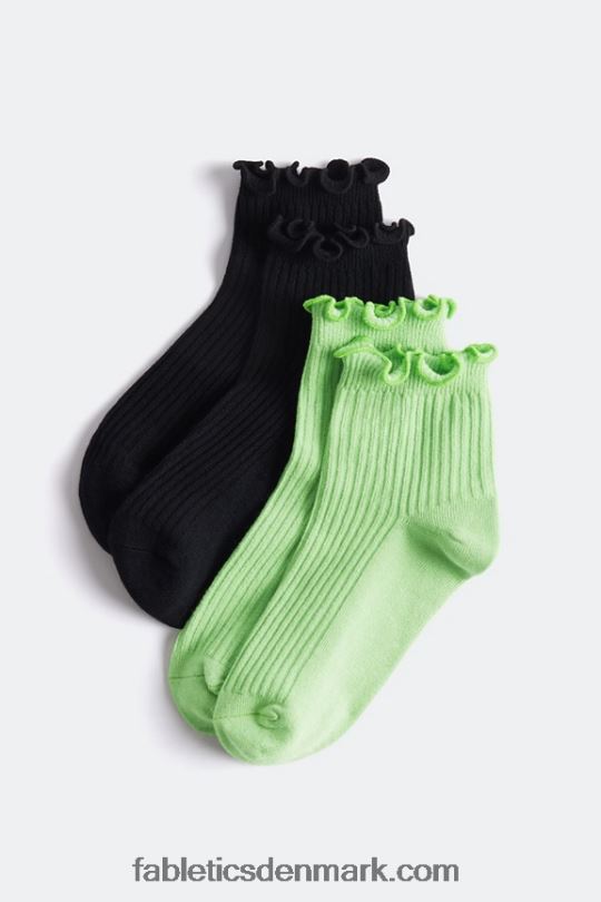 Fabletics Kvinder 2-pak sky sømløs salatkant 4'' sok PNX2T2985 wasabi/sort