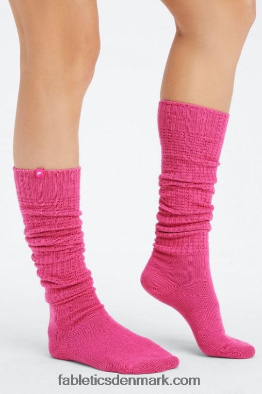 Fabletics Kvinder lår høj kabelstrikket sok PNX2T2988 fuchsia