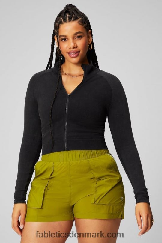 Fabletics Kvinder cloud sømløs cropped jakke PNX2T2749 vintage sort