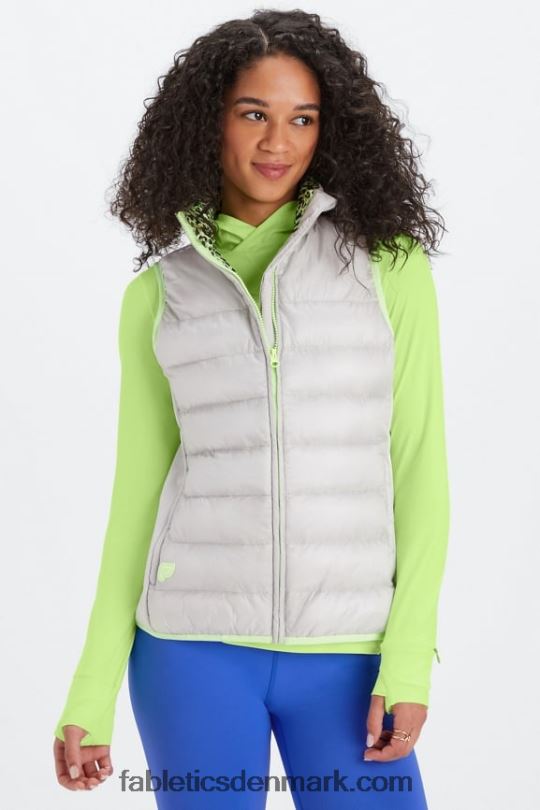 Fabletics Kvinder elliot puffervest PNX2T2795 mineralgrå/highlighter bølget gepard