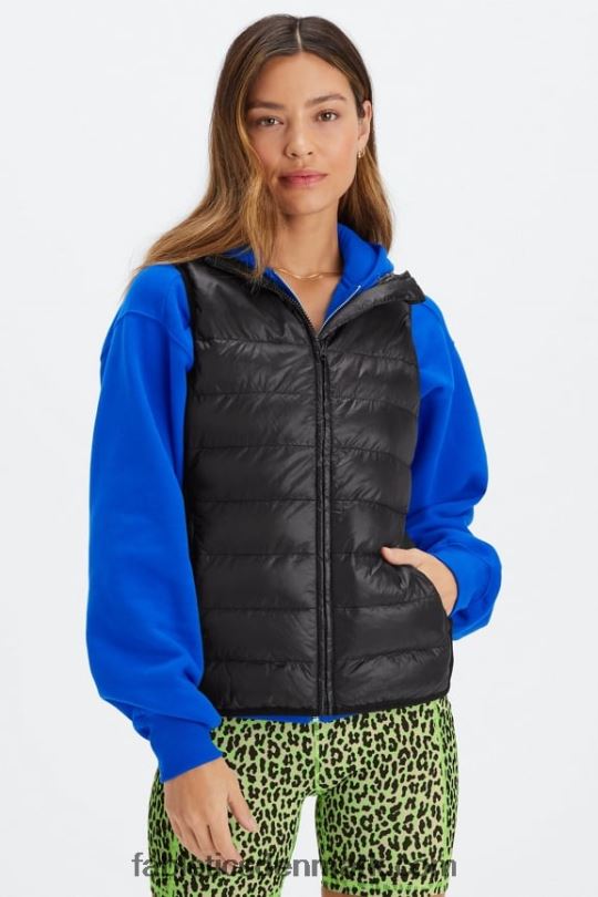 Fabletics Kvinder elliot puffervest PNX2T2796 sort/tin marmoreret zebra
