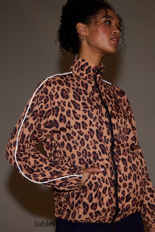 Fabletics Kvinder overdimensioneret flyweight windbreaker PNX2T2744 naturlig leopard/sort