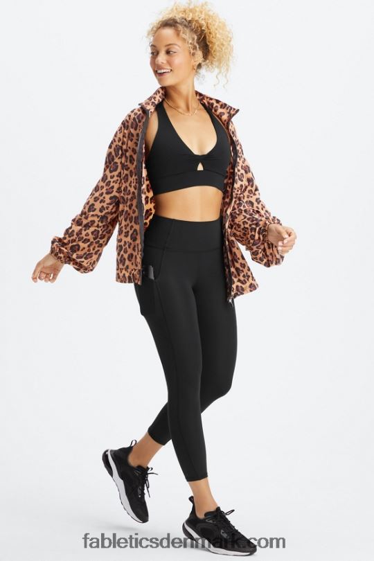 Fabletics Kvinder overdimensioneret flyweight windbreaker PNX2T2744 naturlig leopard/sort