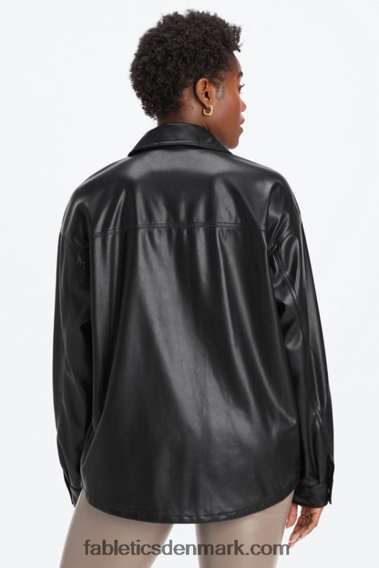 Fabletics Kvinder oversized vegansk læder skjortejakke PNX2T2800 sort