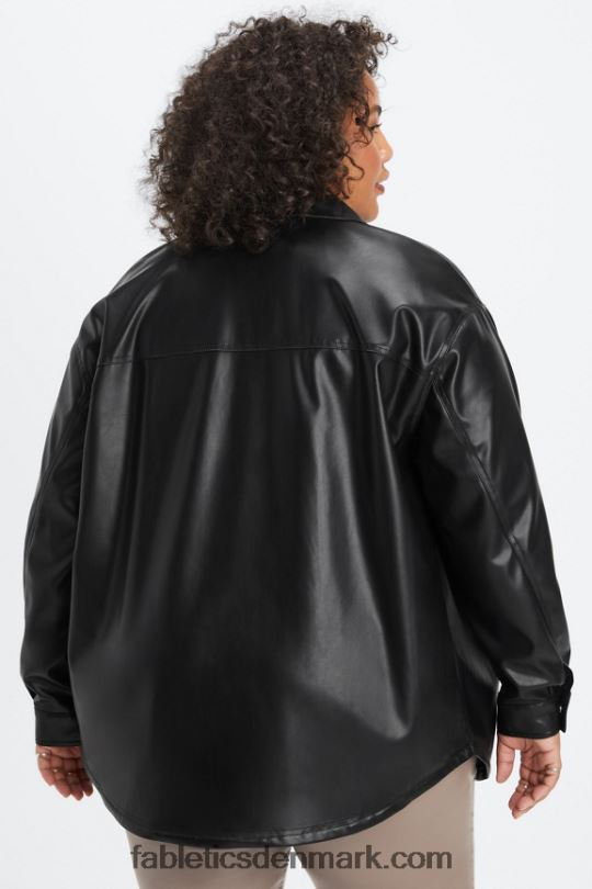 Fabletics Kvinder oversized vegansk læder skjortejakke PNX2T2801 sort