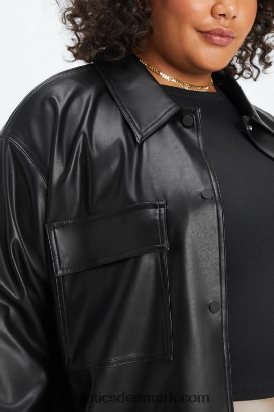 Fabletics Kvinder oversized vegansk læder skjortejakke PNX2T2801 sort