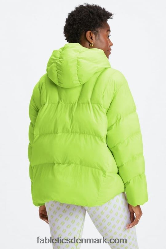 Fabletics Kvinder quiltet puffer med hætte PNX2T2782 limeade/mineralgrå/hejre logo