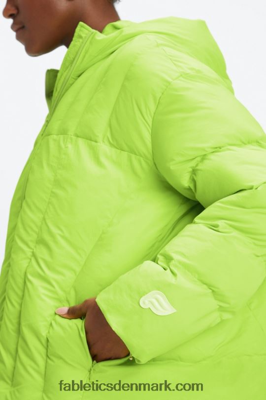 Fabletics Kvinder quiltet puffer med hætte PNX2T2782 limeade/mineralgrå/hejre logo