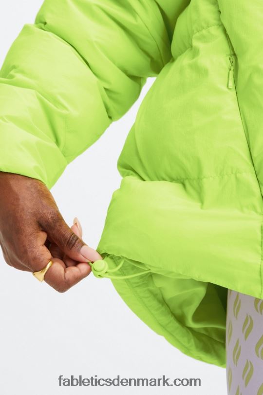 Fabletics Kvinder quiltet puffer med hætte PNX2T2782 limeade/mineralgrå/hejre logo
