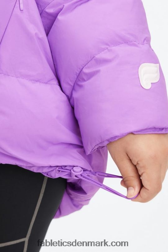 Fabletics Kvinder quiltet puffer med hætte PNX2T2784 ultraviolet/pilebark/hejre-logo