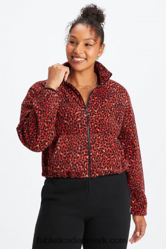Fabletics Kvinder rayne polar fleece lynlås PNX2T2779 elektrisk kirsebær klassisk leopard/sort