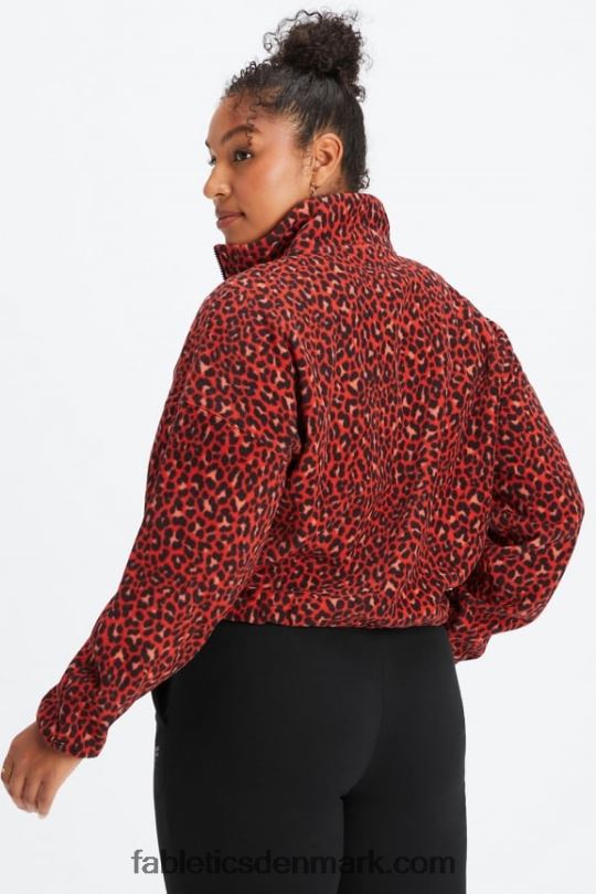Fabletics Kvinder rayne polar fleece lynlås PNX2T2779 elektrisk kirsebær klassisk leopard/sort