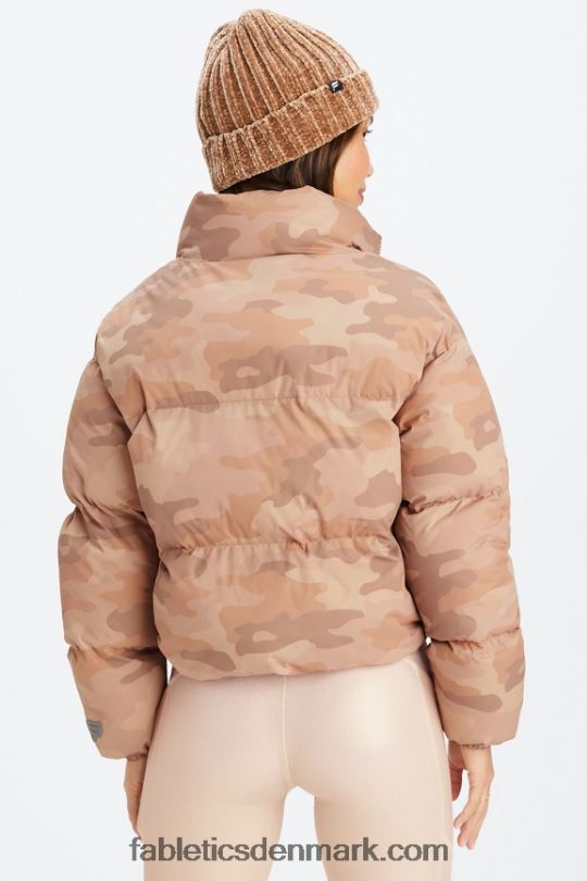 Fabletics Kvinder vandre beskåret puffer PNX2T2771 bamse stort camo/pilebark logo