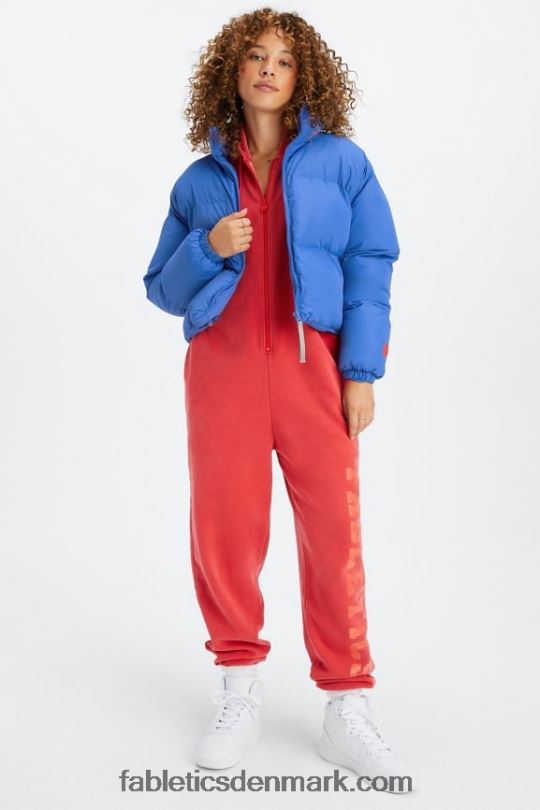 Fabletics Kvinder vandre beskåret puffer PNX2T2775 piscina/elektrisk kirsebær logo