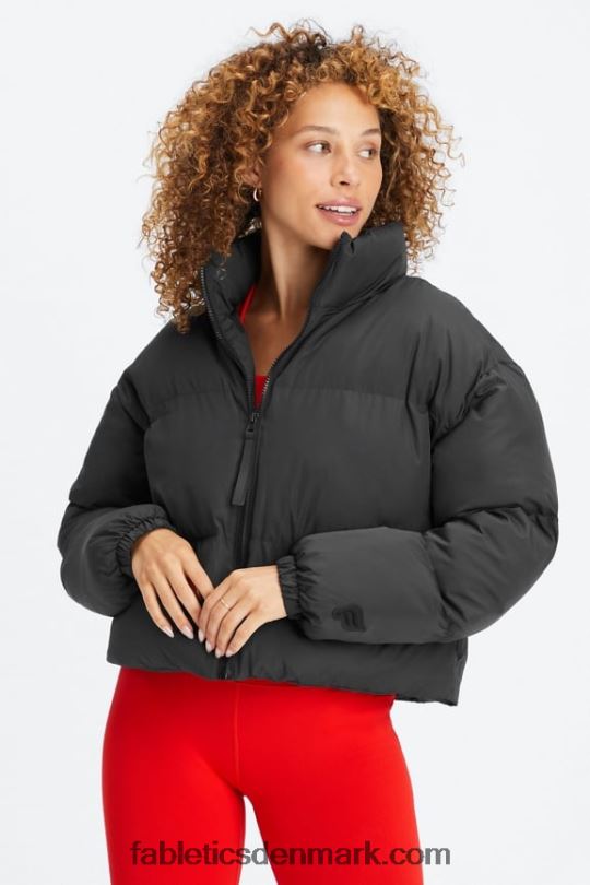 Fabletics Kvinder vandre beskåret puffer PNX2T2776 sort logo foring
