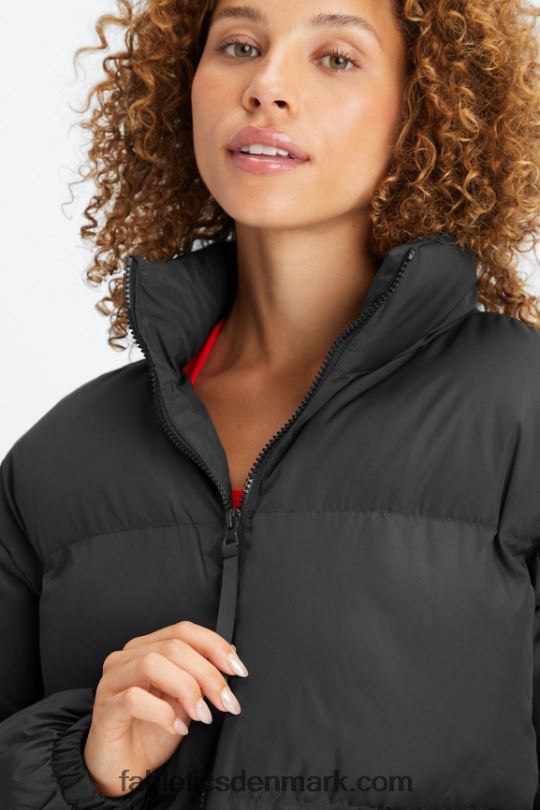 Fabletics Kvinder vandre beskåret puffer PNX2T2776 sort logo foring