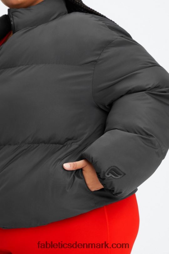 Fabletics Kvinder vandre beskåret puffer PNX2T2777 sort logo foring