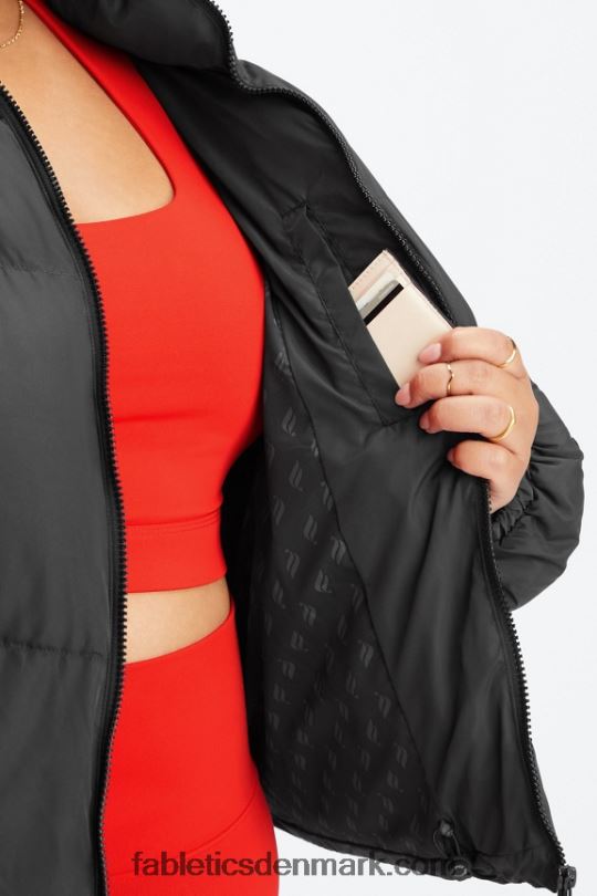 Fabletics Kvinder vandre beskåret puffer PNX2T2777 sort logo foring
