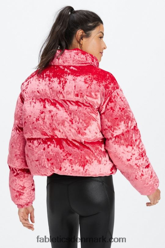 Fabletics Kvinder wander pufferjakke i knust velour PNX2T2786 jordbær rød